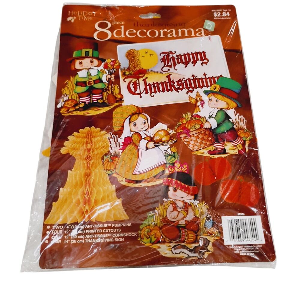 Beistle Decorama Thanksgiving 1987 Diecut Paper Cornshock 8 Piece Vintage New